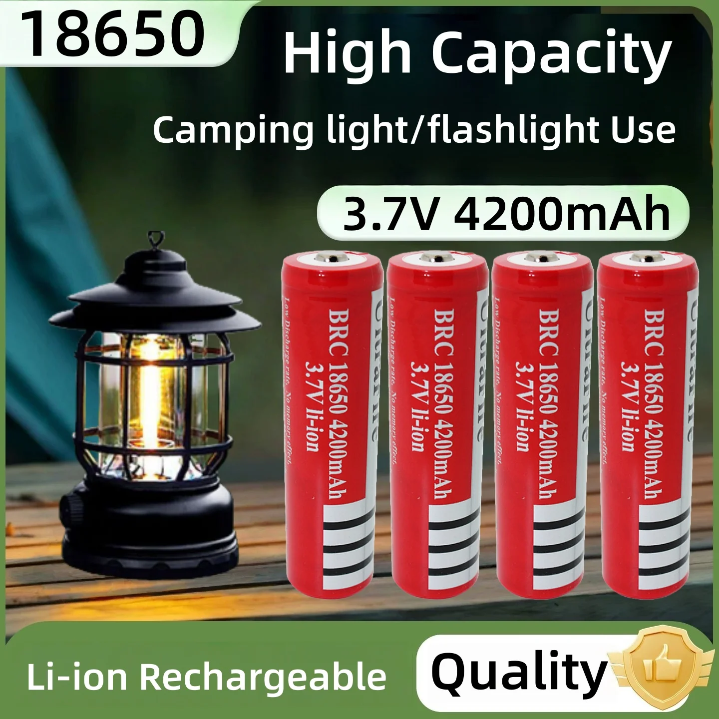 

High Capacity 18650 rechargeable lithium-ion battery 3.7V 4200mAh suitable for LED flashlights, headlights, laser lights