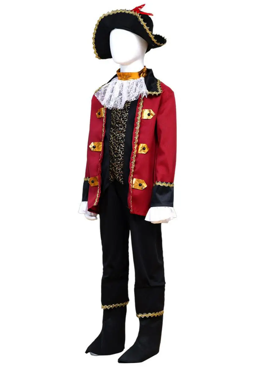 أزياء الهالوين الجديدة للأطفال Par Boys' Caribbean Pirate Captain COS Dr up مادة البوليستر بدون علامة تجارية مسجلة... #5