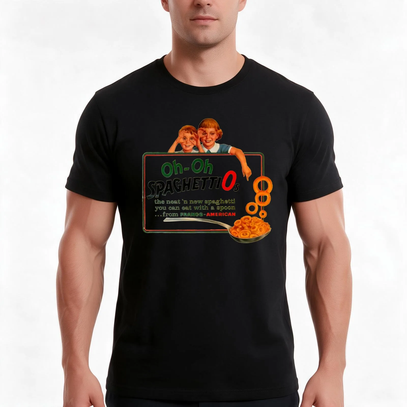 SPAGHETTI O'S - ADVERT T-Shirt, Summer Casual Cotton Tee, Oversized Streetwear Tops, Vintage Graphic Print, Unisex Men Women