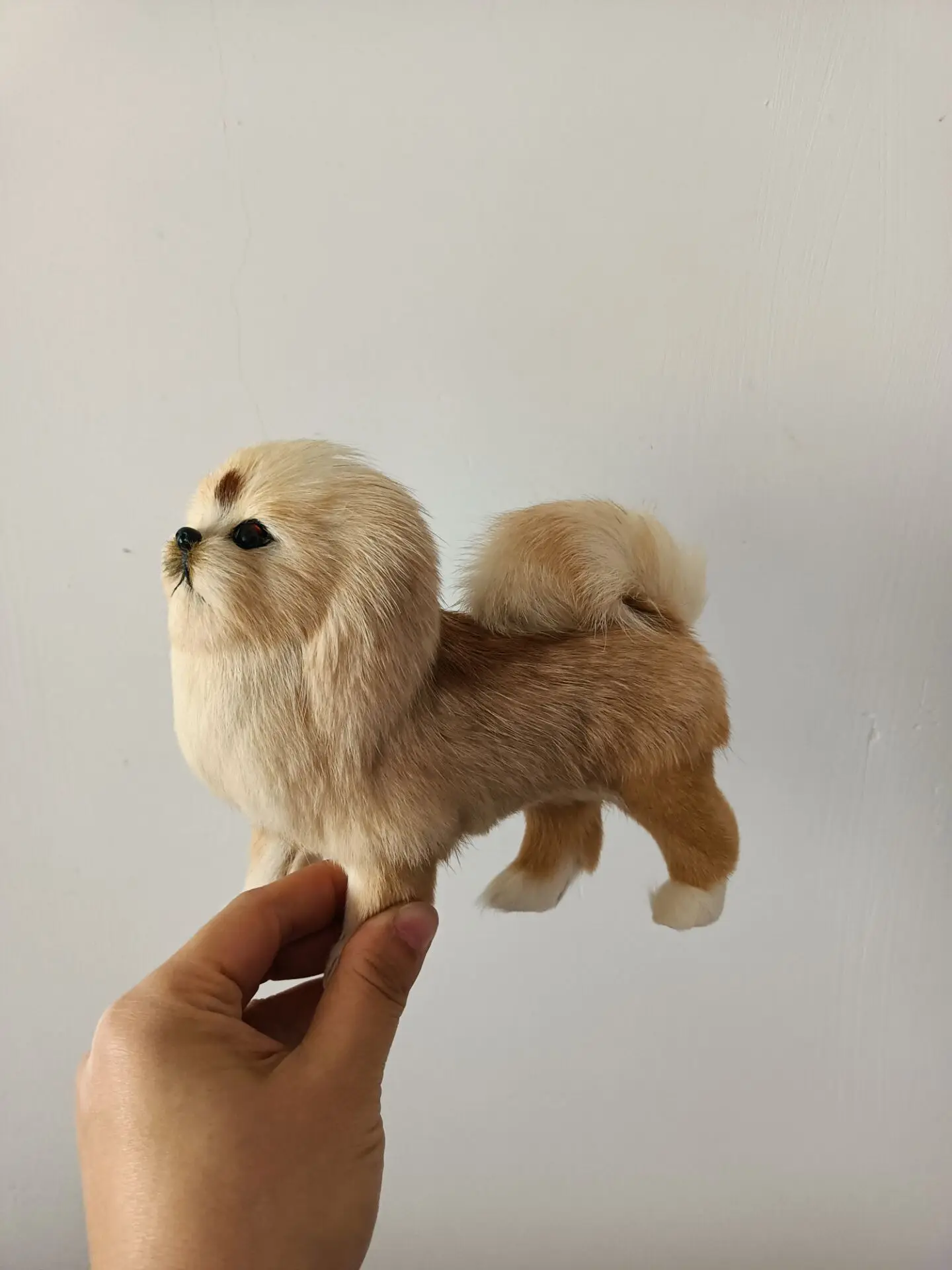 cute simulation dog model plastic&fur Pekingese home decoration gift about 16cm d0522