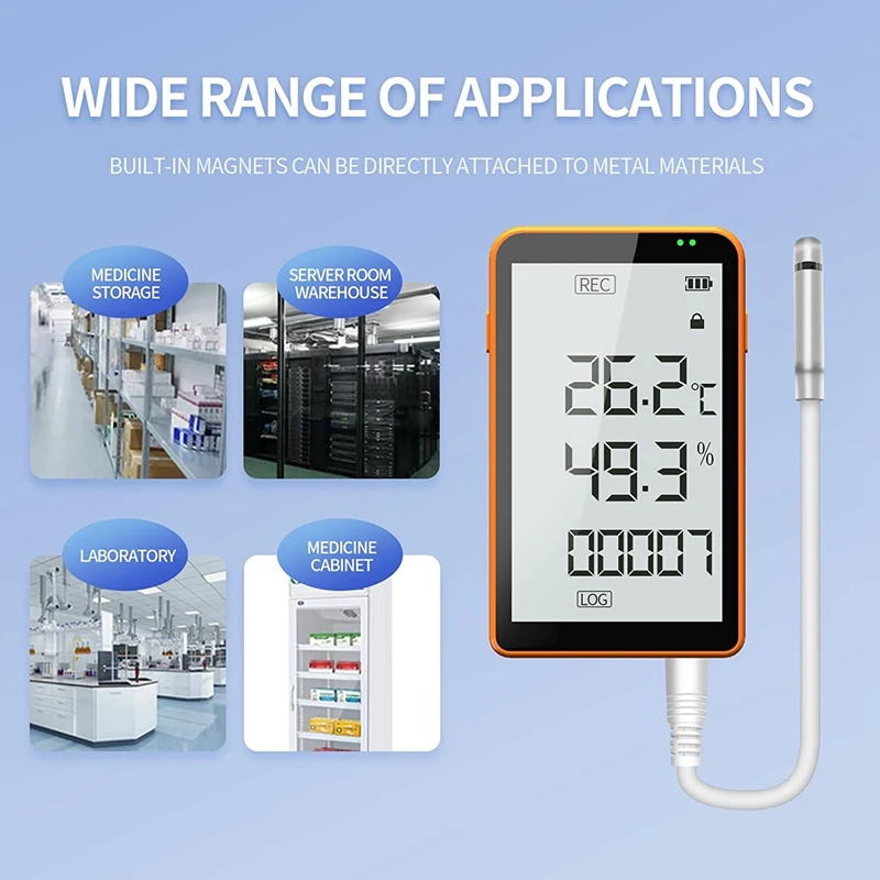 GSP-80 Digital Temperature And Humidity Data Recorder Removable Buffer Probe Refrigerator Thermometer With LCD Display