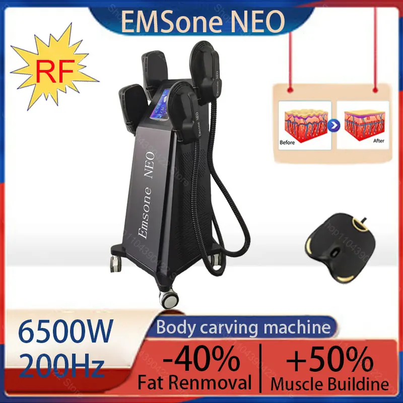 

Non invasive EMS reduces body fat EMSone NEO 6500W 200Hz RF electromagnetic muscle massager EMS shaping machine