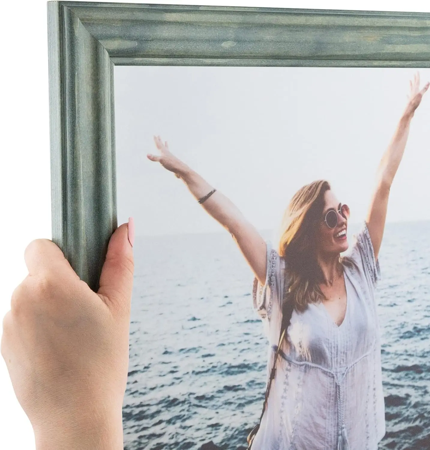 

21X25 H Рамка из древесины ладони зеленого цвета, деревянная фоторамка, 2Wom0066-56673-Ygrn-21X25