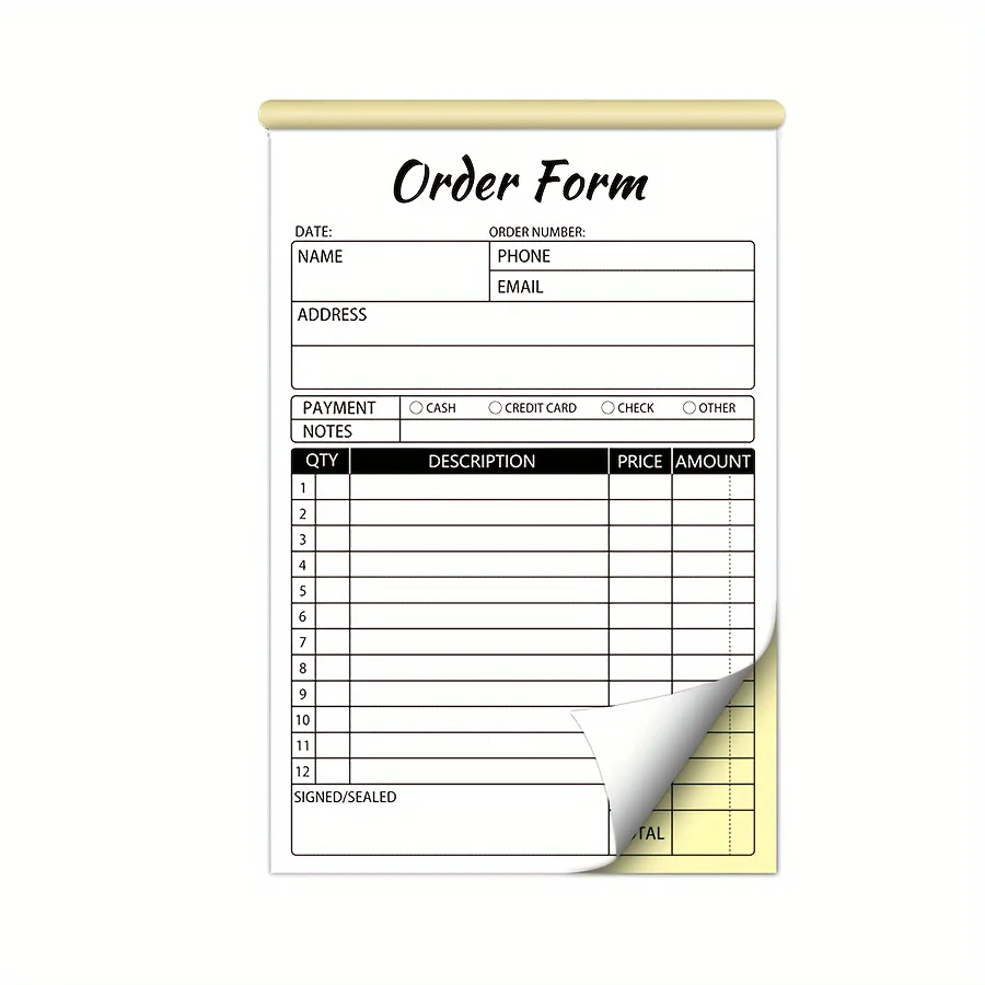 Receipt Book with Cardboard, 2-Part Small Business Carbon-Free Sales Invoice Book, 5.51 x 8.27 inches, (set of 50)