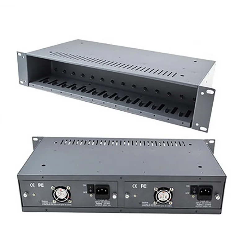 Optical Fiber Transceiver Chassis Universal 16 Dual Power Slot Machine Machine Frame Media Converter Rack Black 3 Yeas DC 5V 12A