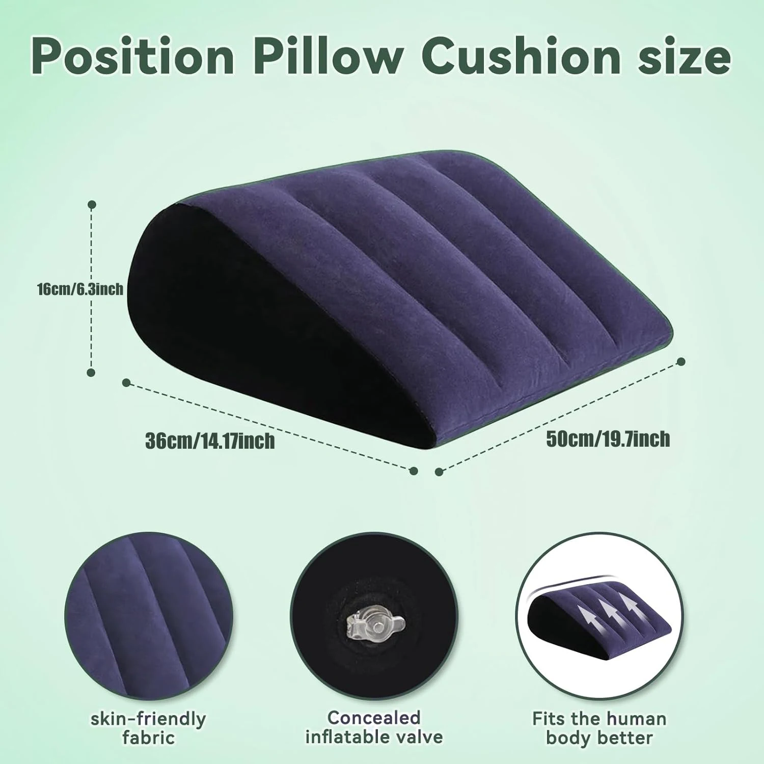 Portable Inflatable Wedge Pillow, Body Positioner for Leg & Back Support, for Bed, Travel, Camping, Office & Couples Sleeping
