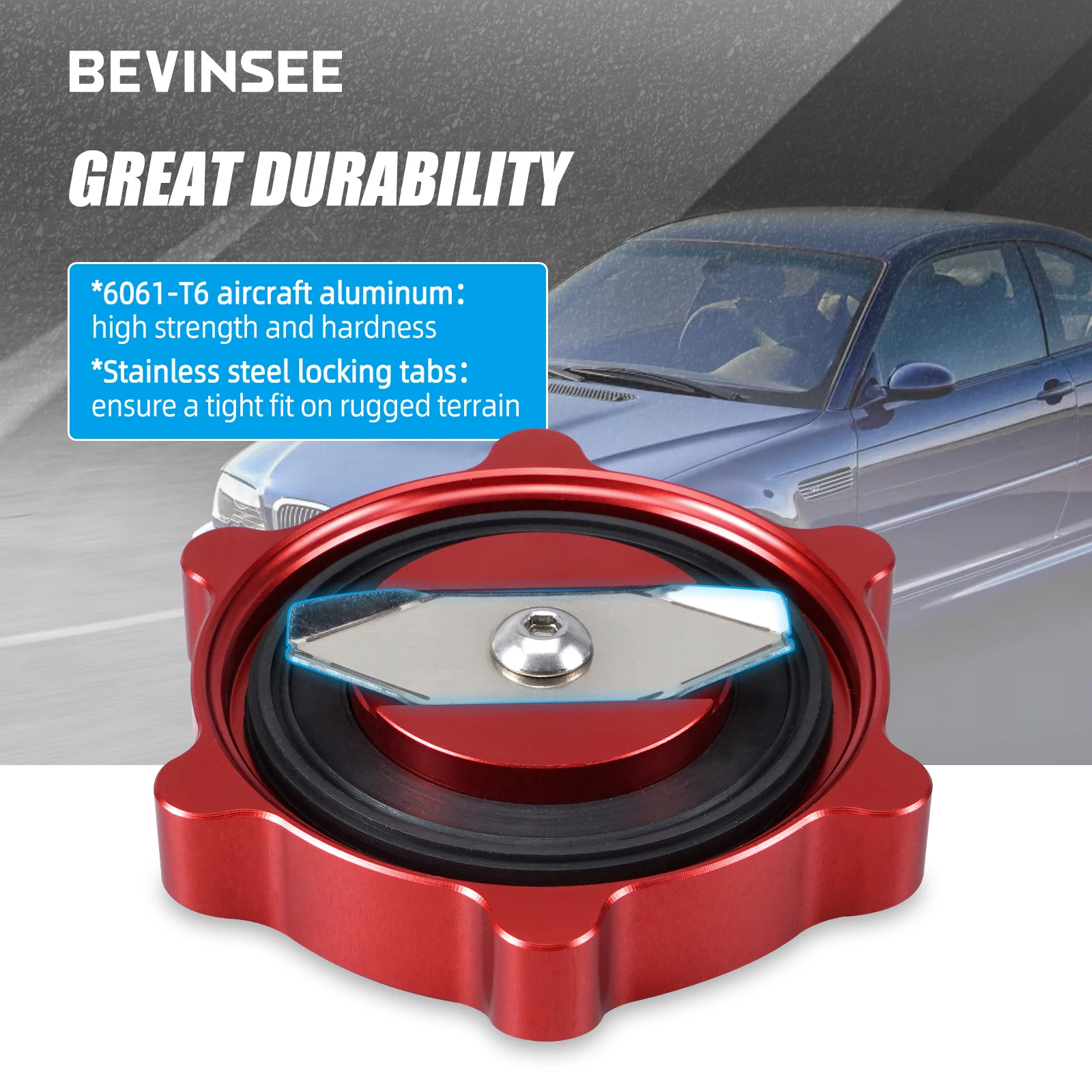 BEVINSEE M Style Oil Filler Neck Sealing Cap For BMW E46 E92 E90 E36 E39 E60 E30 E83 E53 Z4 E85 E70 11128655331 11127509328