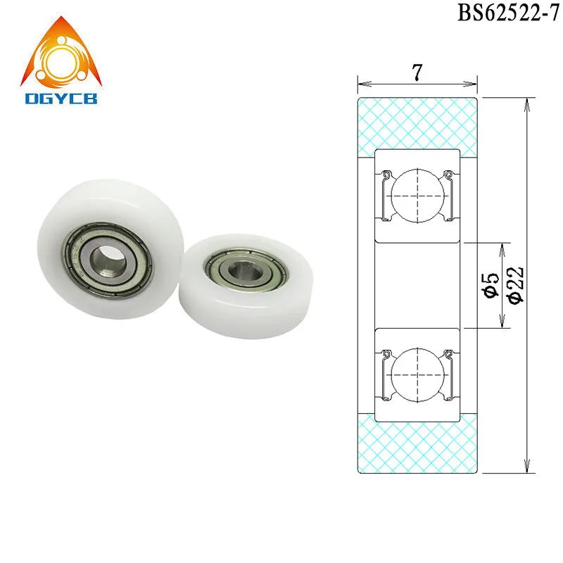 4pcs 6x26x8 mm S626ZZ Coated Bearing POM Flat Roller BS62626-8 26 mm OD Drawer Track Guide Nylon Wheel Silde Rolling Pulley