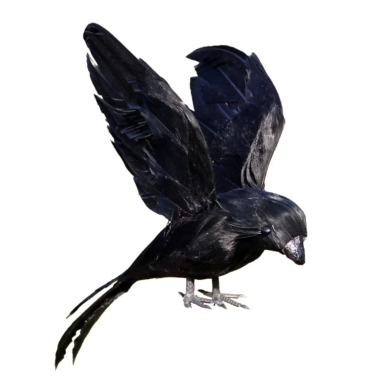 1PC Simulation Black Crow Animal Model Artificial Crow Black Bird Raven Prop Horror Scary Halloween Decorations Party Supplies