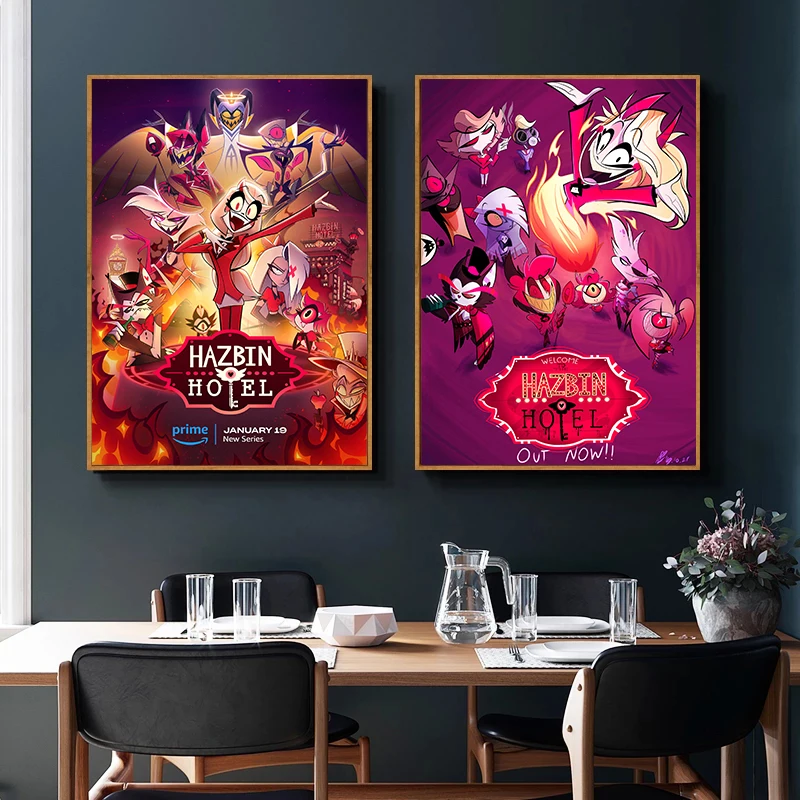 H-Hazbin H-Hotel Canvas Painting Cartoon Anime Figure Charlie Morningstar Vaggie Poster Room Home Wall Art Mural Decor Cuadros