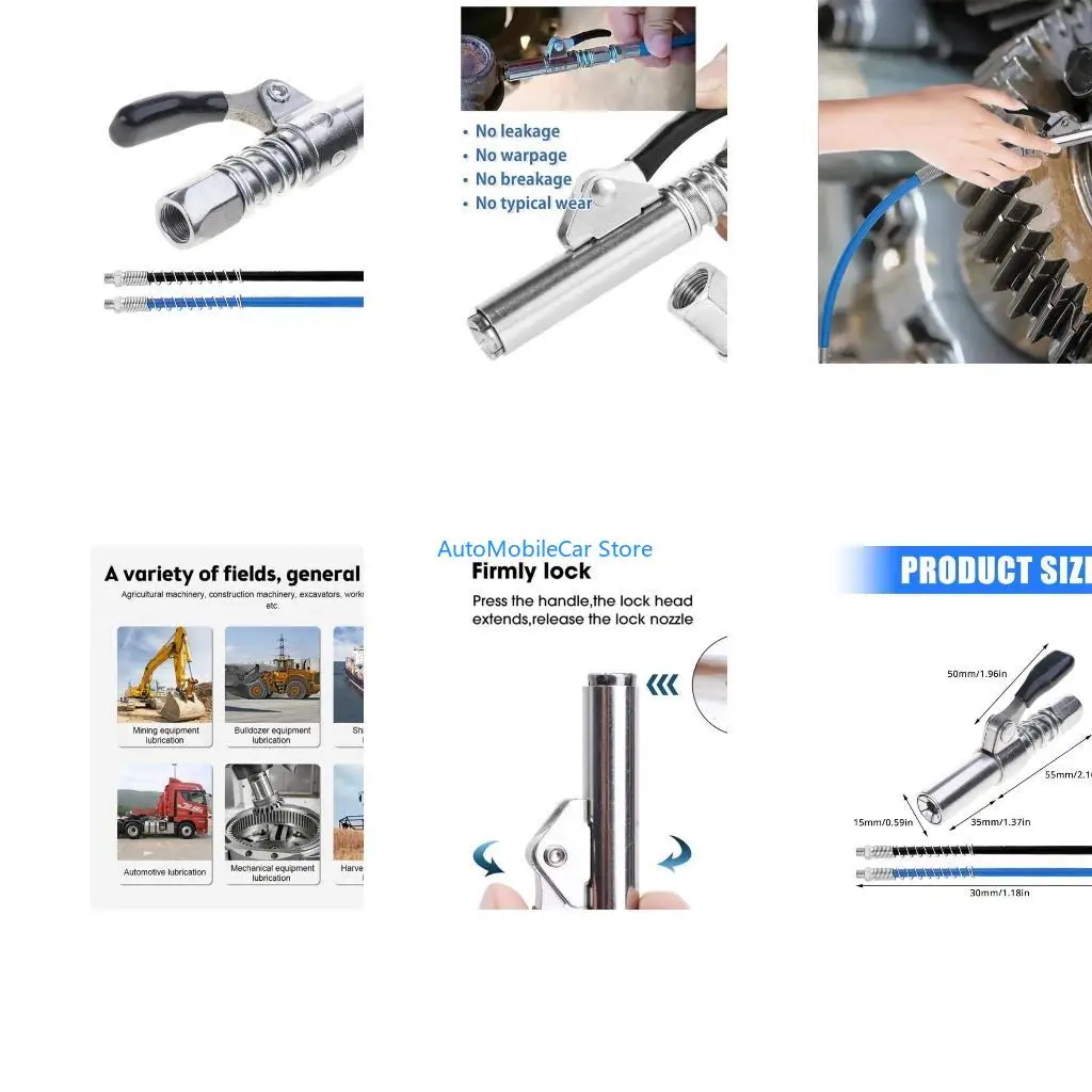 G8TE Heavy Duty Grease Guns Coupling and 30cm Hoses with Enhances Sealing Performances for Automotive & Machinery Maintenance
