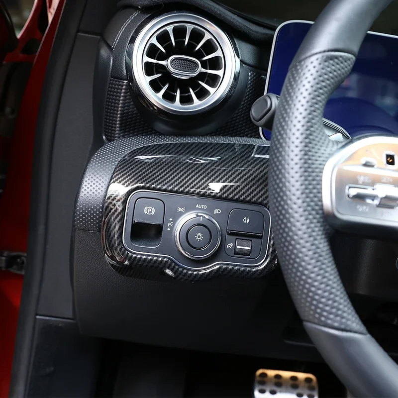 

Для Mercedes-Benz A-Class W177 2019-2022 CLA C118 2020+ карбоновая крышка вентиляционного отверстия для кондиционера с рамкой переключателя фар
