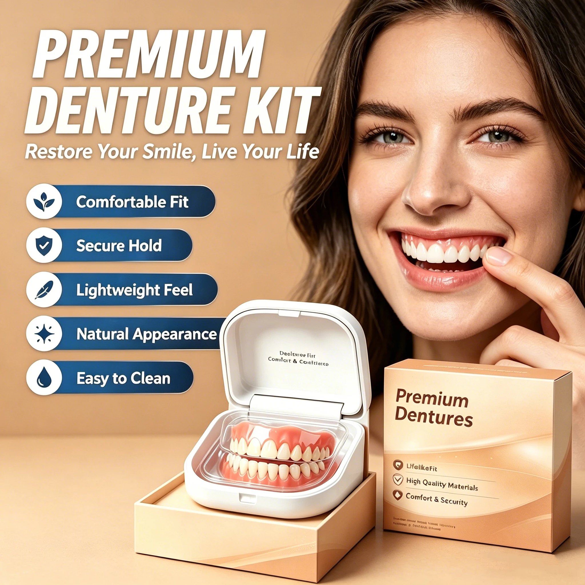 Prothèse dentaire complète ajustable en silicone, ajustement parfait, couvre-dents réutilisables, accessoire de soin buccal confortable pour un sourire quotidien en toute confiance