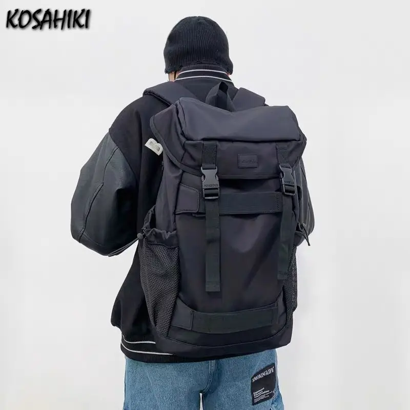 Trendy Hip Hop High-capacity Korean Men Backpack Streetwear Outdoors Travel Bags Women Grunge Y2k Backpacks All Match Japanese