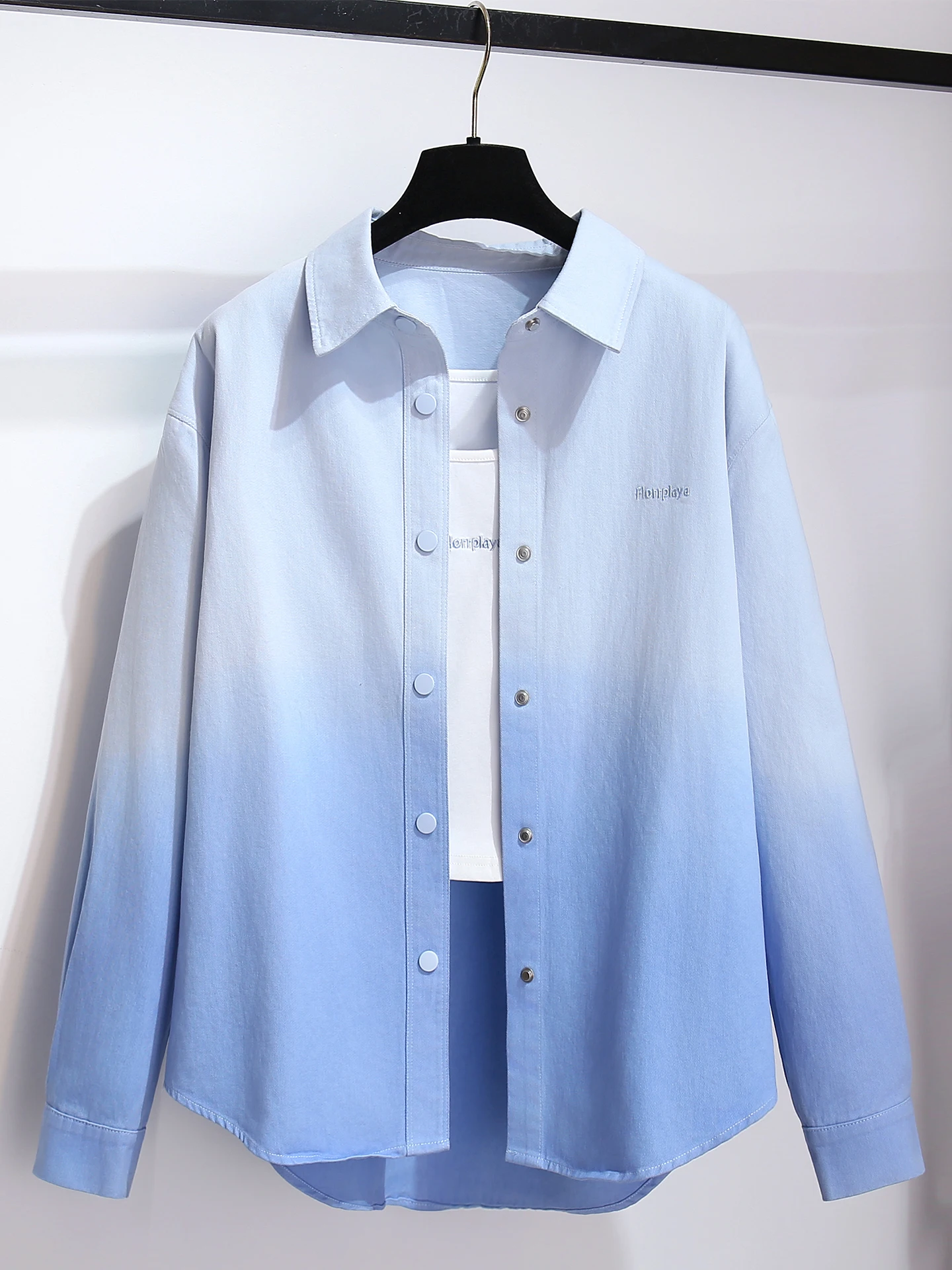 

aduated Color Long Sve irt Jaet Women's Outerwear Vest Casual Sle Spring Faion New Arrival Breathable Comfortable