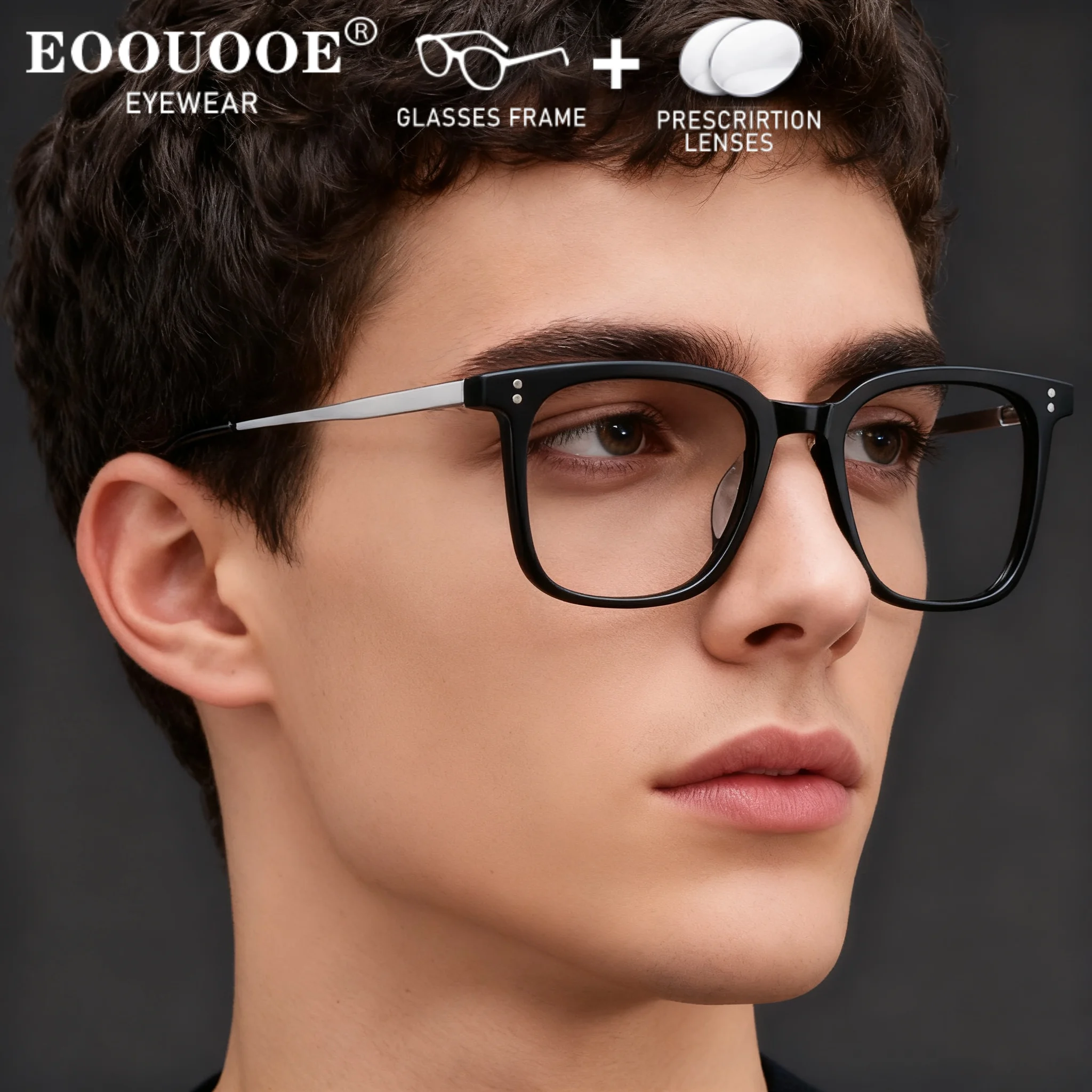 

Men's Youth Fashion Square Optical Glasses Acetate Titanium With Prescription Lenses Progressive Myopia Hyperopia Eyeglasses
