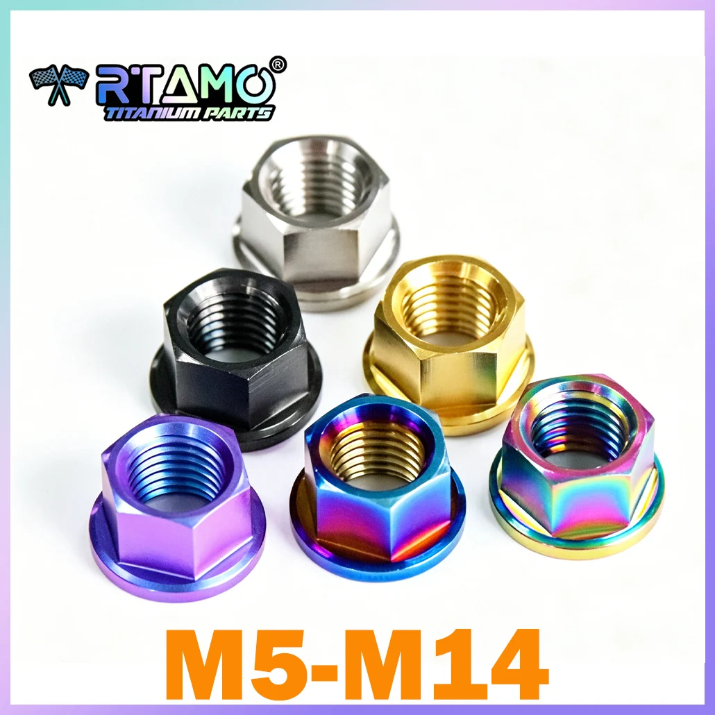RTAMO tytanowa nakrętka kołnierzowa M5 M6 M8 M10 M12 M14 do motocykla rower samochodowy nakrętka Gr5 (1 szt.)