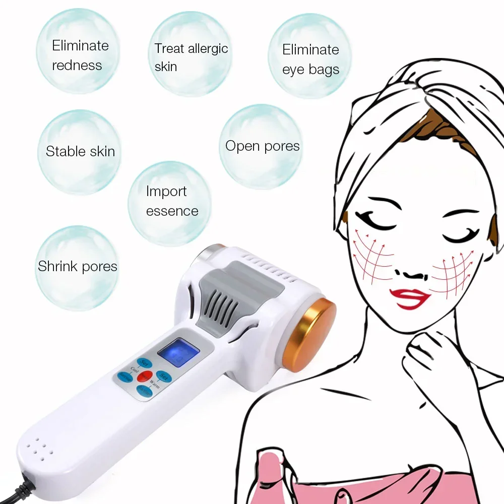 Dispositivo portátil do cuidado da cara com martelo frio quente, crioterapia, vermelho, azul, fotão, tratamento da acne, levantamento, rejuvenescimento, máquina facial, 2022