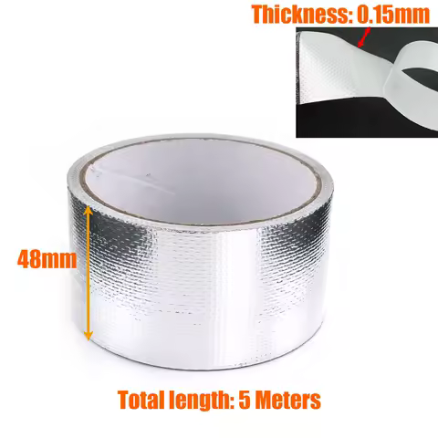 Aluminium Foil Fiberglass Tape 48mmx5m Heat Insulation Air Duct Ducting Exhaust Pipe for Car VAN Camper Caravan