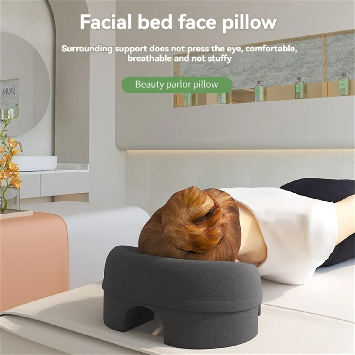 ABXHH Memory Foam Breathable Head-Pillow Ergonomics Lying Down Pillow Rest Support Pillow Body Massage Face Rest Pillow B