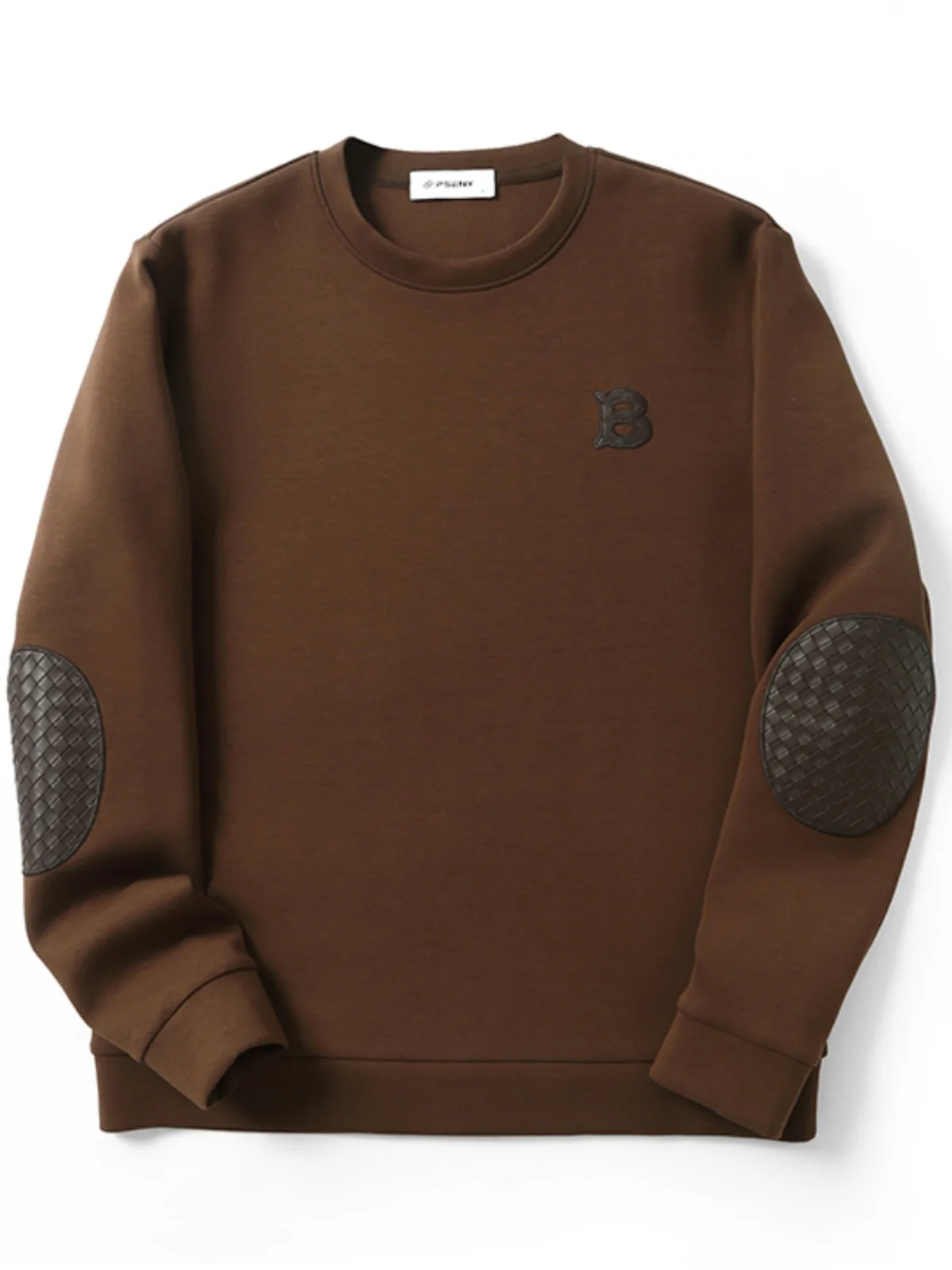 

Luxury Knitted Air Layer Patchwork Leather Hoodie for Men Casual Faion Urban Sle round Ne Sweatirt for Couples