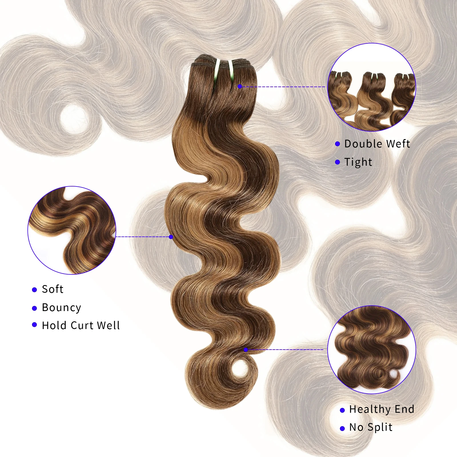 100% Human Hair Highlight Ombr - Hair Bundles recension och pris