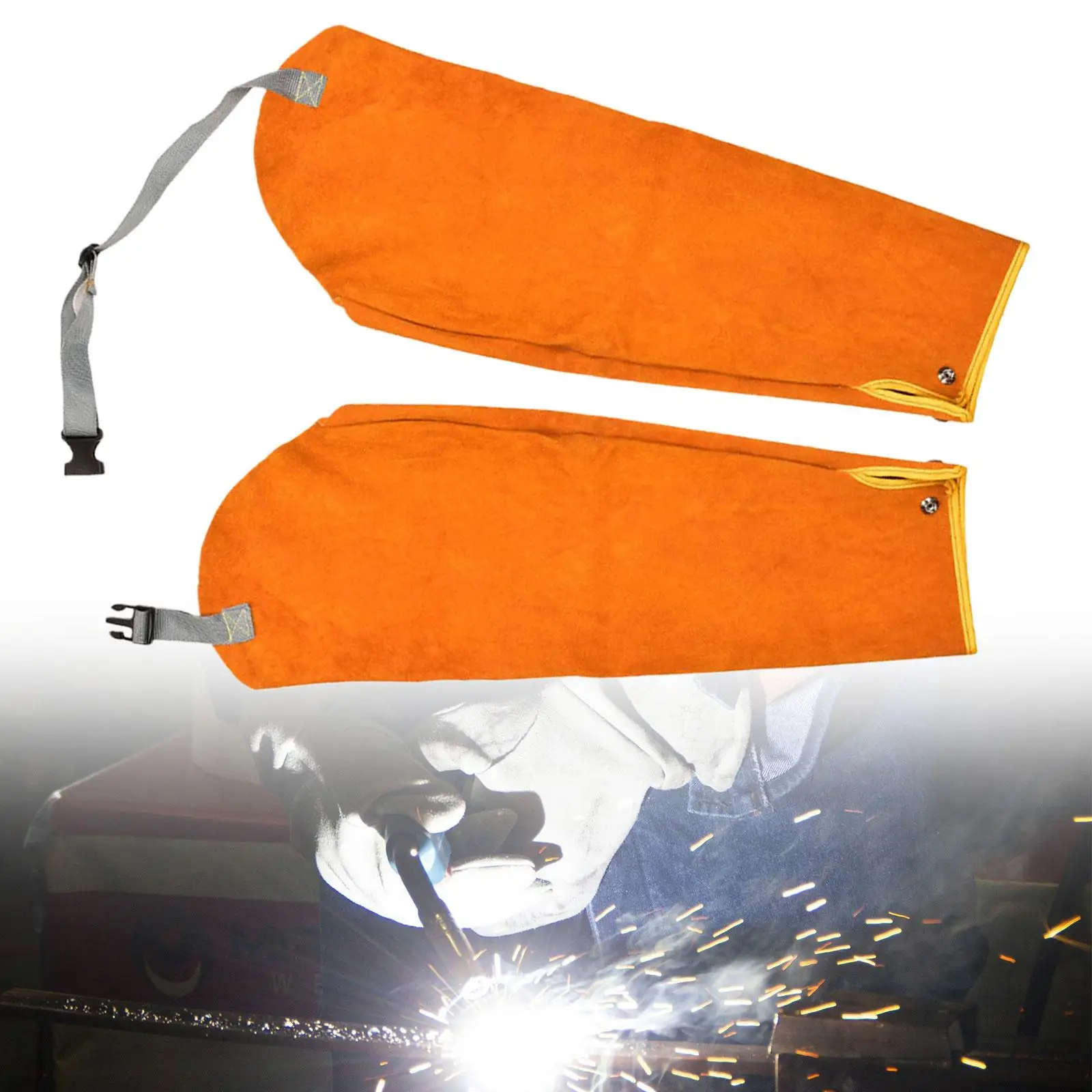 

Welding Work Sleeves Lightweight PU Leather Anti-scalding Sleeves Portable Arm Protector Sleeves for Welding Metal Cutting Men