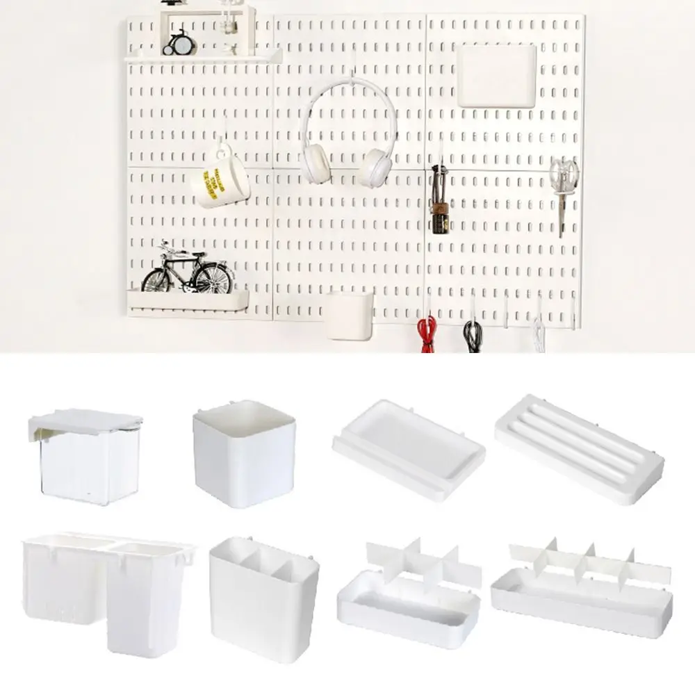 White Pegboard Storage Boxes Creative DIY Accessories No-Drilling Wall Organizer No Punching Plastic Hole Board Storage Case