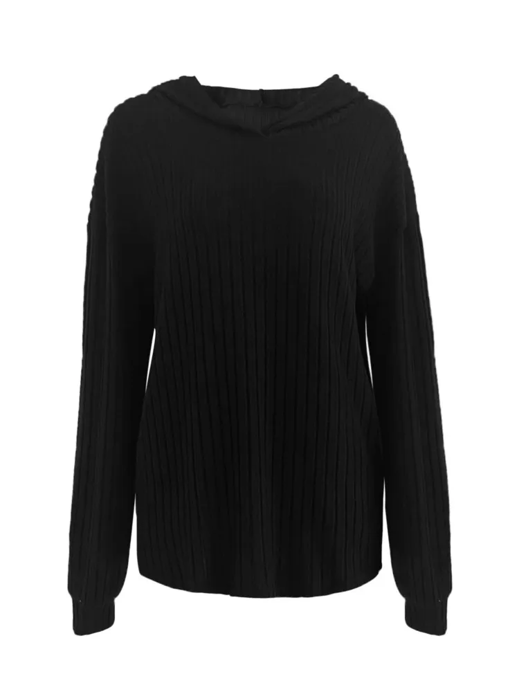 Simple Comfortable Solid Color Casual Sweatshirt Autumn Winter Loose Long-sleeved Pit Strip Hooded Sweatshirt Women's Clothing