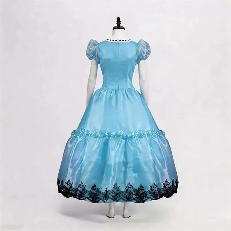 Movie Alice Cosplay Costume Wonderland Roleplay Adult Women Female Blue Dress Halloween Carnival Disguise Party Clothing Suit