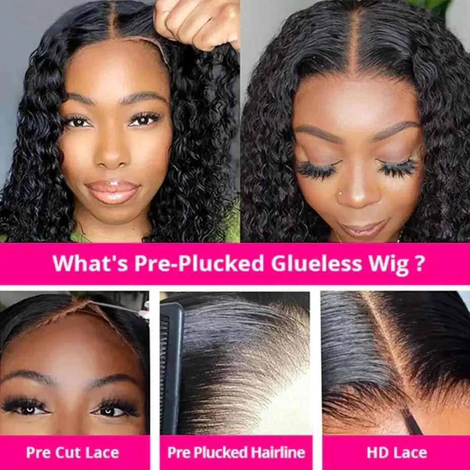 Deep Wave Glueless Wig Pre-Cut 6x4 5x5 Hd Lace Closure Wigs 180% Brazilian Human Hair Curly 13x4 13x6 Lace Front Wig For Women