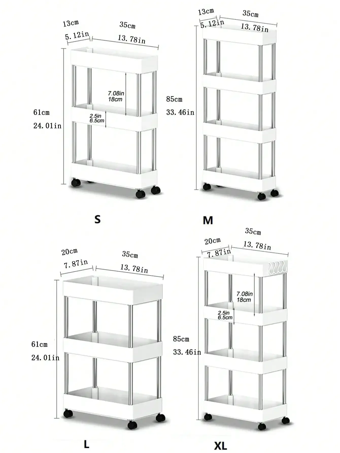3/4 Layer Rolling Utility Cart, Bathroom Storage Rack With Wheels,Bathroom Storage Organizer, Multi-purpose Utility Cart image 6