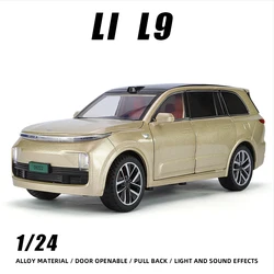 1:24 Ideal Li L9 Alloy Car Model Simulation SUV Diecast Vehicle Sound and Light Children One Piece Auto Gift Boy Toys Hot Wheels