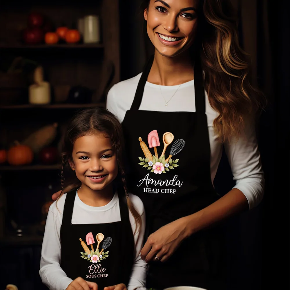 

Фартуки Cutom «Мама и я», одинаковый фартук «Мама-голова», повар, милые детские принадлежности для дня рождения, барбекю, кухонный декор, принадлежности для выпечки и приготовления пищи