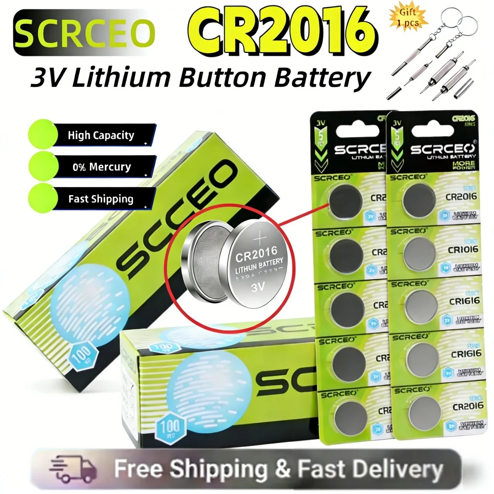 

3V 2-50PCS CR2016 Lithium Button Battery DL2016 BR2016 LM2016 Coin Cell Batteriesfor Watch, Toys, Clock, Remote