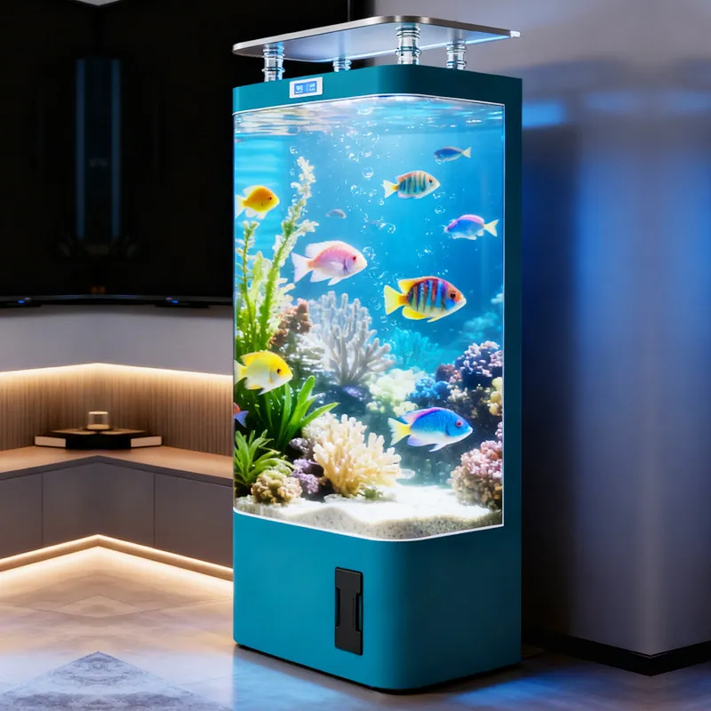 Smart Self-Cleaning Fish Tank - Medium Sized Standing Ecological Aquarium with Built-in Filtration  No Water Change Needed ZL@