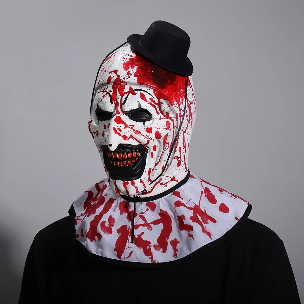 Bloody Terrifier 3 Art The Clown Mask Cosplay Horro Joker Killer Demon Skull Latex Helmet Halloween Carnival Party Costume Props