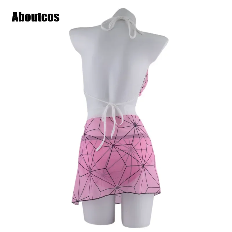 Aboutcos Demon Slayer Kamado Nezuko Costume Cosplay Costume da bagno abiti Halloween Carnival Suit