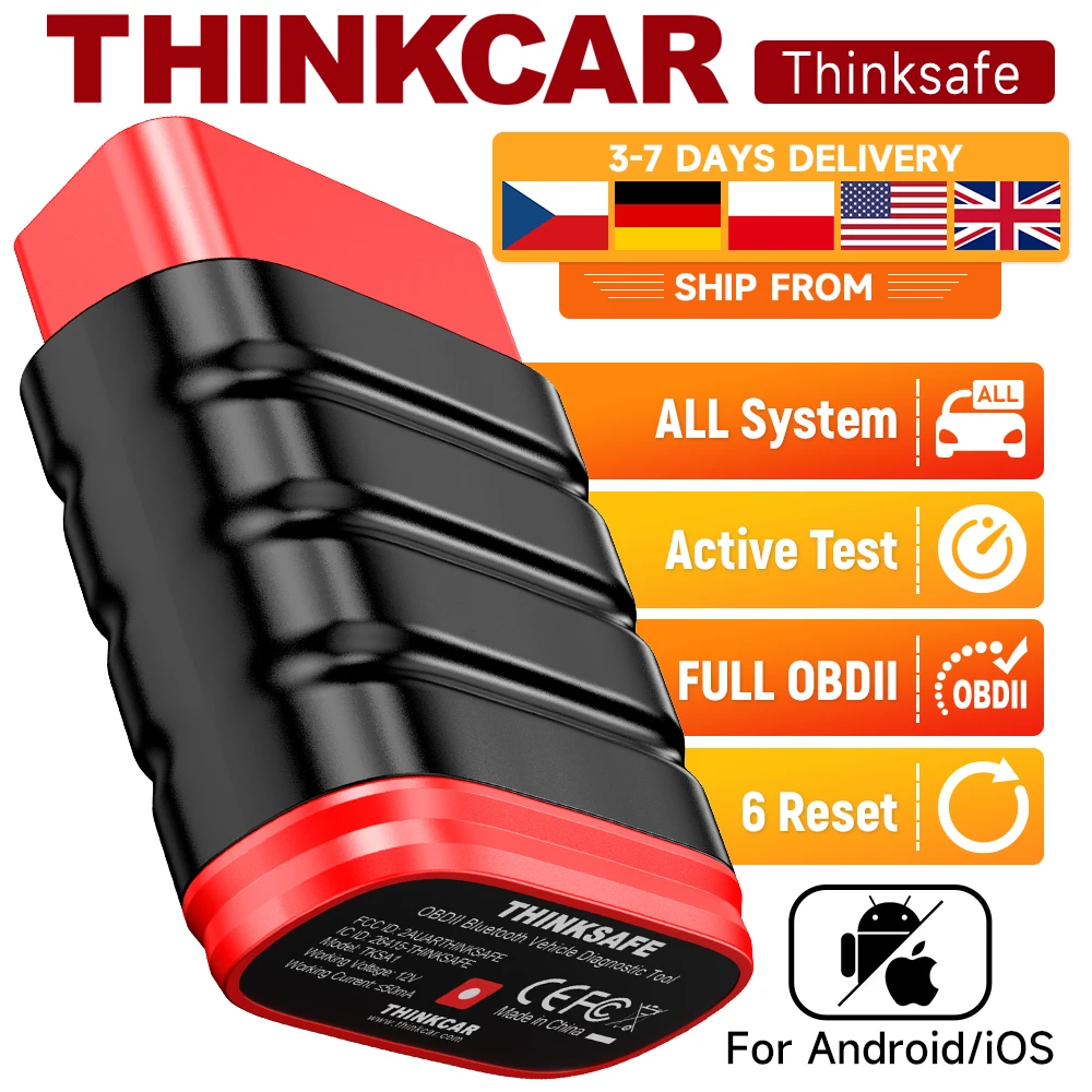 

Thinkcar Thinksafe OBD2 Blue-tooth сканер считыватель кодов автомобиля все системы сканирования 6, сброс OBD 2, автоматические диагностические инструменты PK Thinkdiag