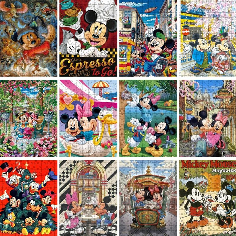 

Mickey Mouse Jigsaw Puzzles Disney Mickey and Minnie Creative Toy Adult Decompression Toys Diy Educational Puzzle Handmade Gift