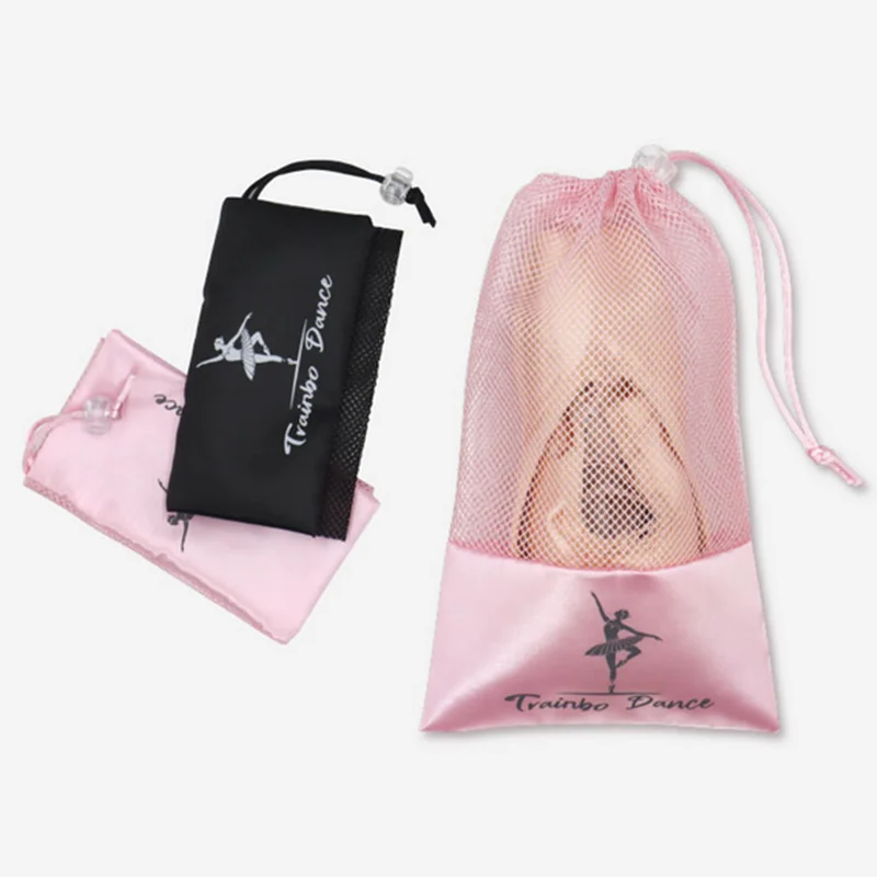 Rosa branco saco de dança sapatos bolsa de armazenamento organizador de balé bolsa bolsas de cetim saco de sapato de balé bolsa de sapatos de dança