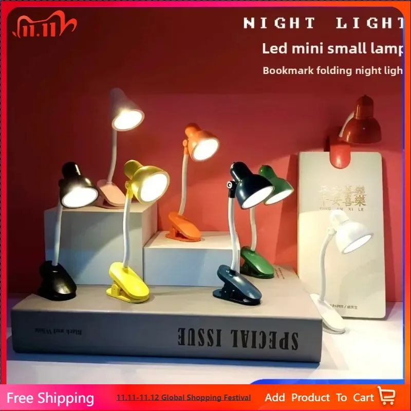 

2PCS Reading Light Adjustable Clip Mini Desktop Table Lamp Battery Powered Camping Portable Clamp Night Light, Yellow