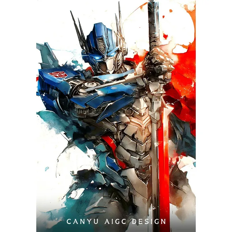 Movie Transformers Canvas Decorative Painting Poster Science Fiction Ink Mecha Optimus Prime Pattern Printing Room Holiday Gift - view 5