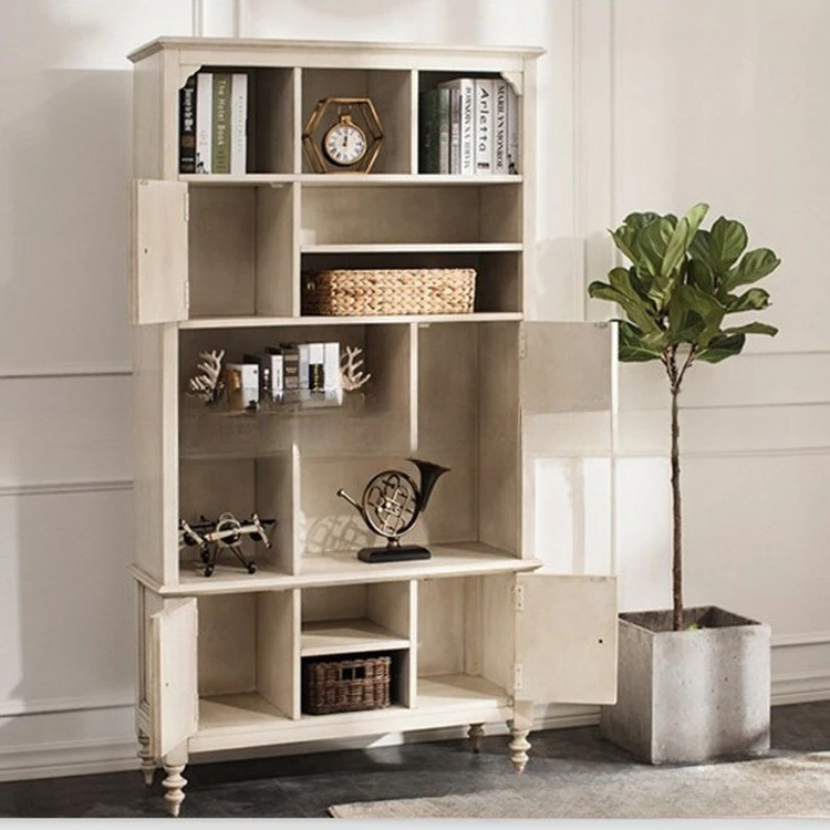 

American solid wood bookcase made old Roman column children's fashion bookcase locker