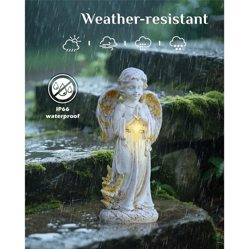 

【Home-Accessories】12" Solar Angel Figurines Light For Cemetery Decorations-Solar Angel Statues For Outside Garden, Yard Decor, P