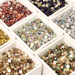 SS6-SS30 Golden Bottom Glass Non Hotfix Rhinestones Nail Art Crystal Decoration Clear Gems For Garment Jewelry DIY Accessories