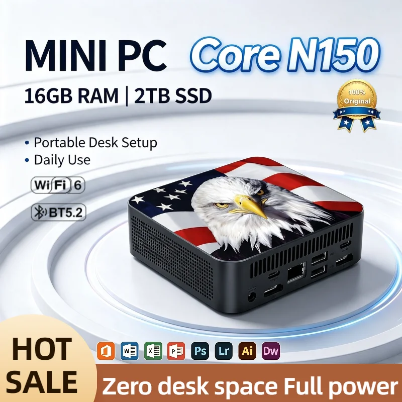 2026 Intel Core N150 Mini PC 16GB DDR4 1TB 2TB SSD 4K WiFi6 BT5.2 Compact Desktop Computer Office Pro Max Plus