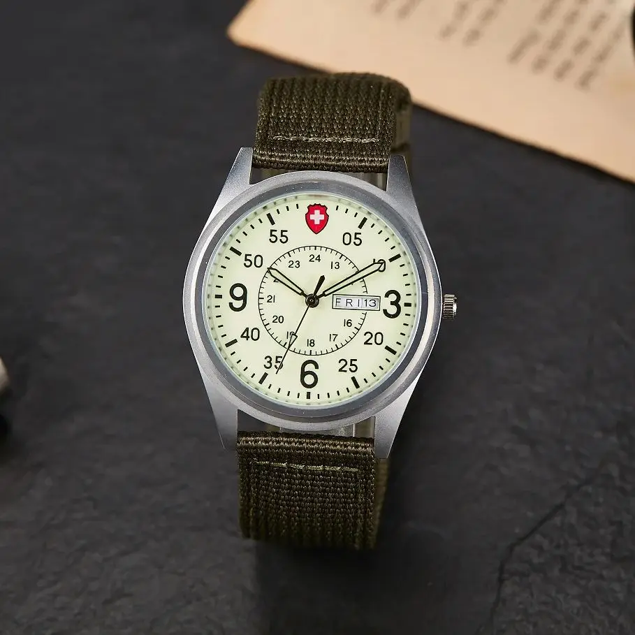 

Повседневные спортивные мужские часы на открытом воздухе, простые элегантные холщовые ремешки, светящийся календарь, мужские кварцевые часы, мужские социальные часы, подарок