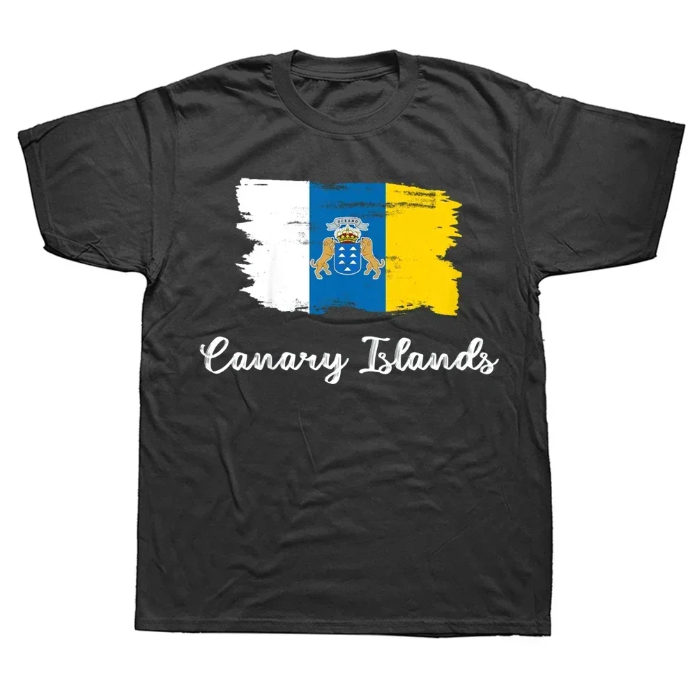 Short Sleeve Birthday T-shirt Summer Style Graphic Cotton Streetwear Funny Canary Islands Canarian Flag T Shirts Mens Clothing