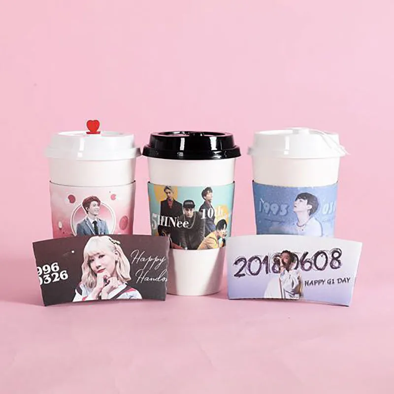 Hot Sale Customized Paper Cup Sleeve Cover Logo Kpop Idol Birthday Gifts